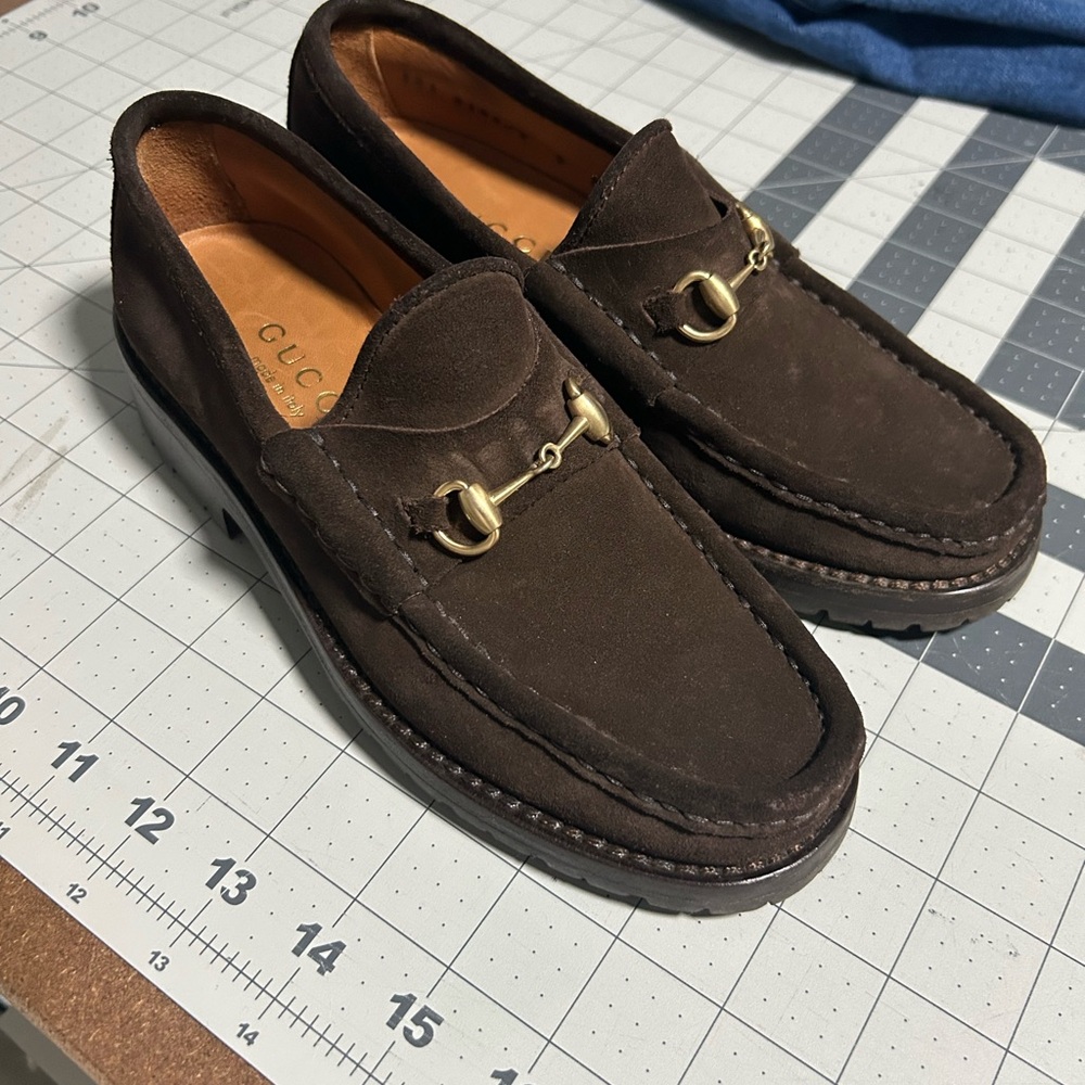 Gucci Brown Suede Horsebit Loafers